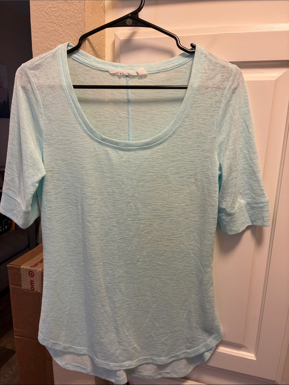 Athleta Light Blue Scoop Neck Short Sleeve Tee